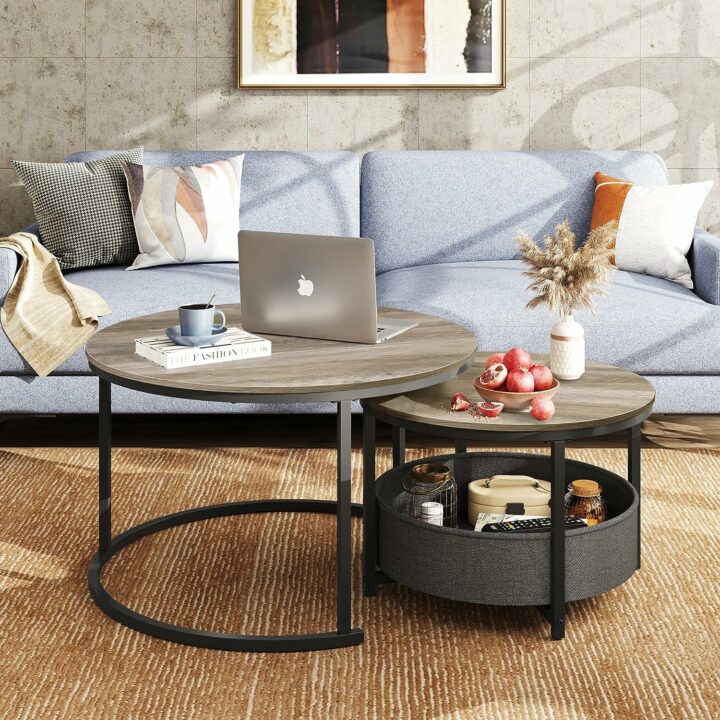 round coffee table with Trinket Collection