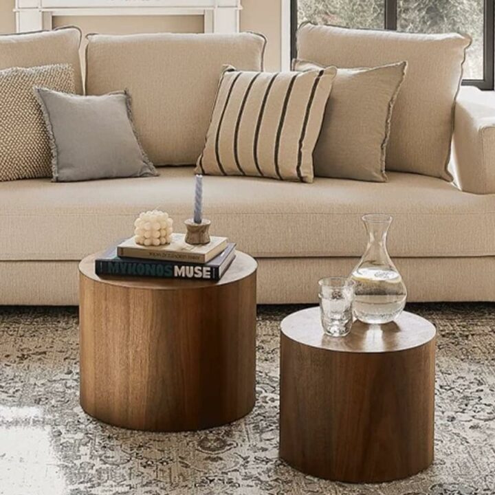 round coffee table with candle