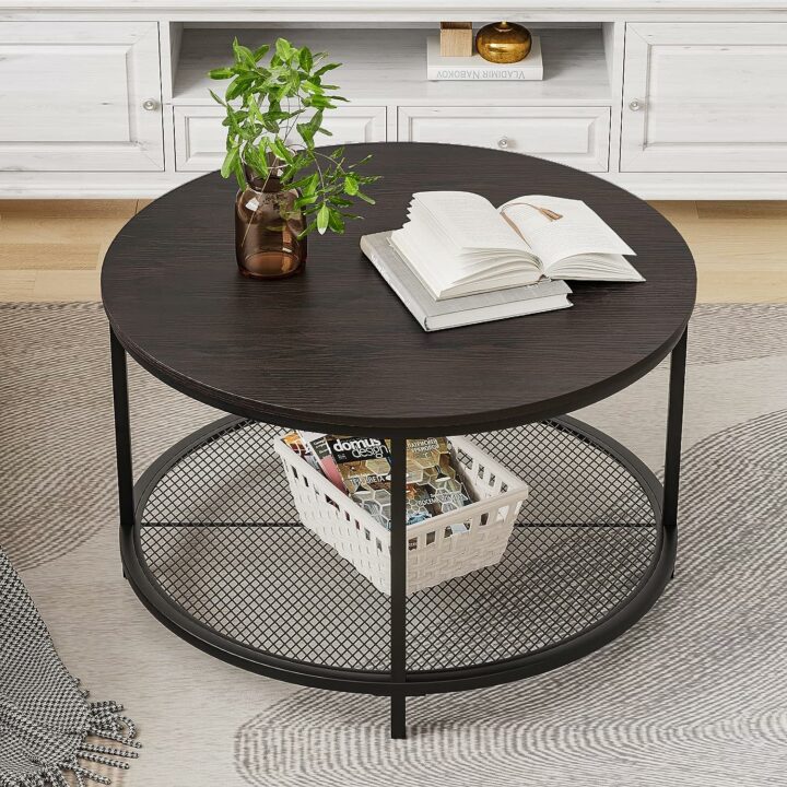 round coffee table with natural element
