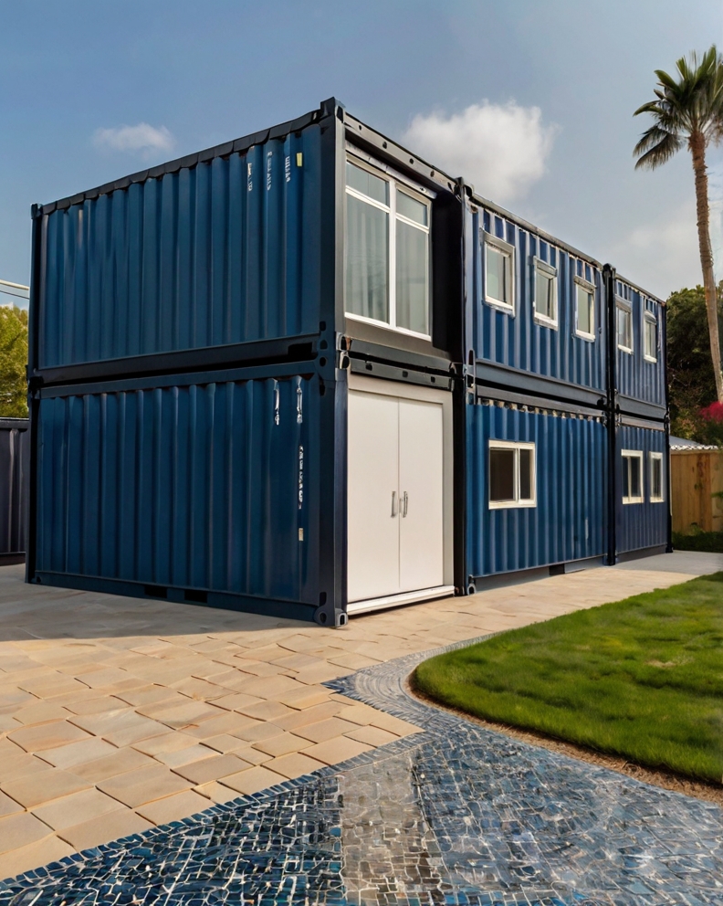 Stock Photography container house with Permeable Driveway Pavi 0 (2)