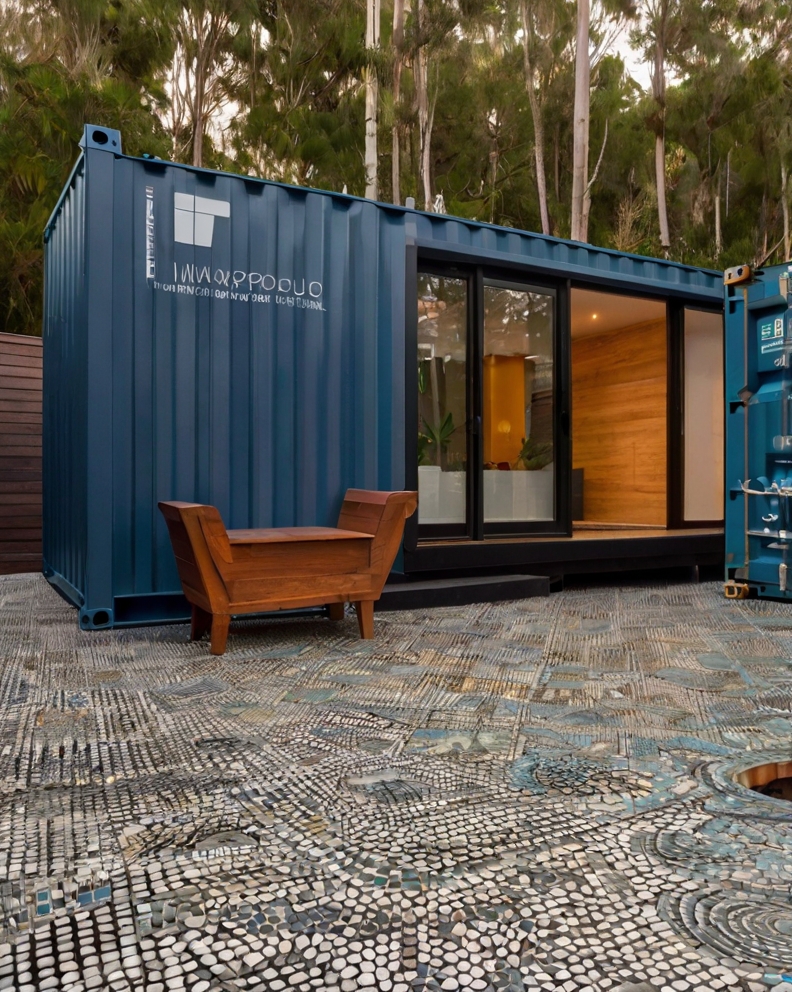 Stock Photography container house with Permeable Driveway Pavi 1 (2)