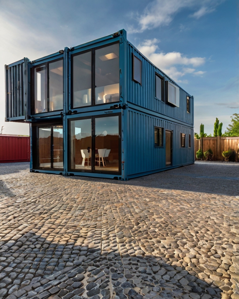 Stock Photography container house with Permeable Driveway Pavi 2