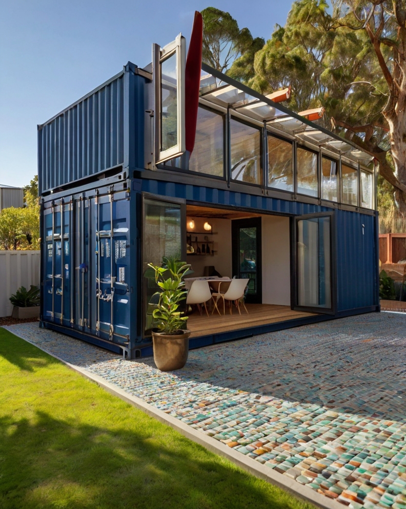 Stock Photography container house with Permeable Driveway Pavi 3 (1)