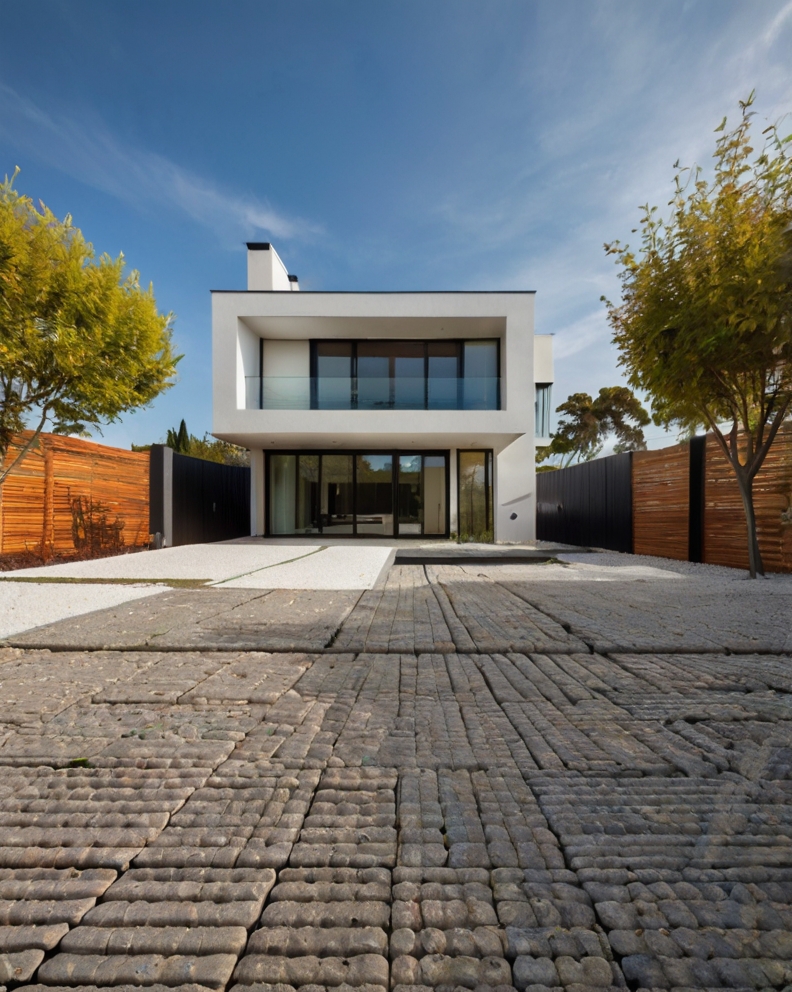 Stock Photography minimalist house with Permeable Driveway Pav 0 (1)