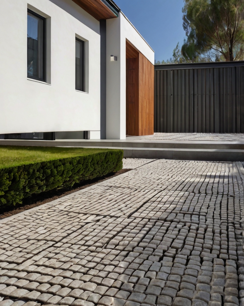 Stock Photography minimalist house with Permeable Driveway Pav 1 (1)