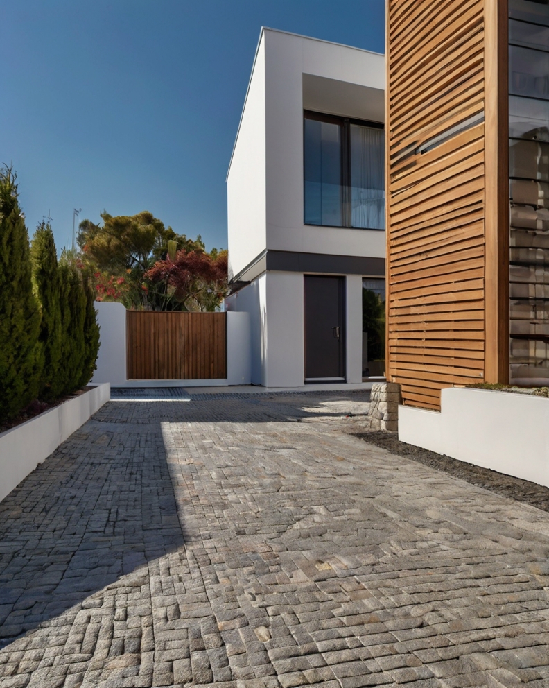 Stock Photography minimalist house with Permeable Driveway Pav 3 (1)