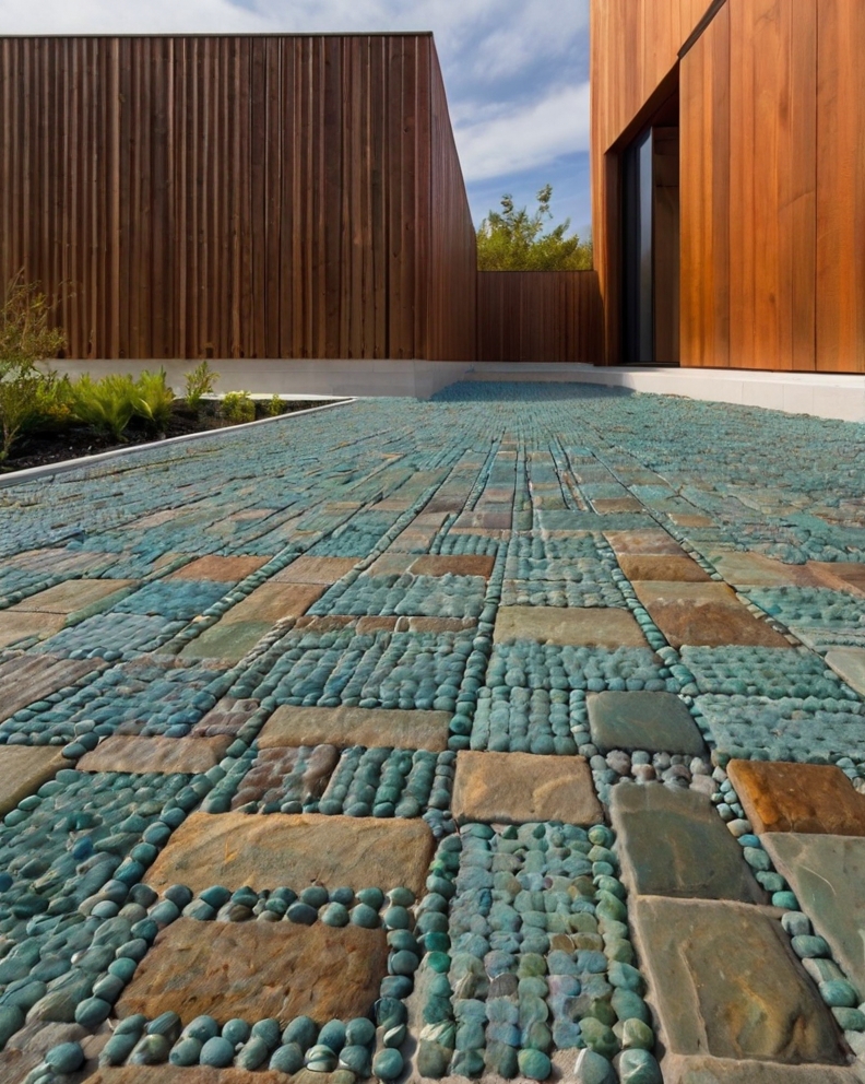 Stock Photography minimalist house with Permeable Driveway Pav 3