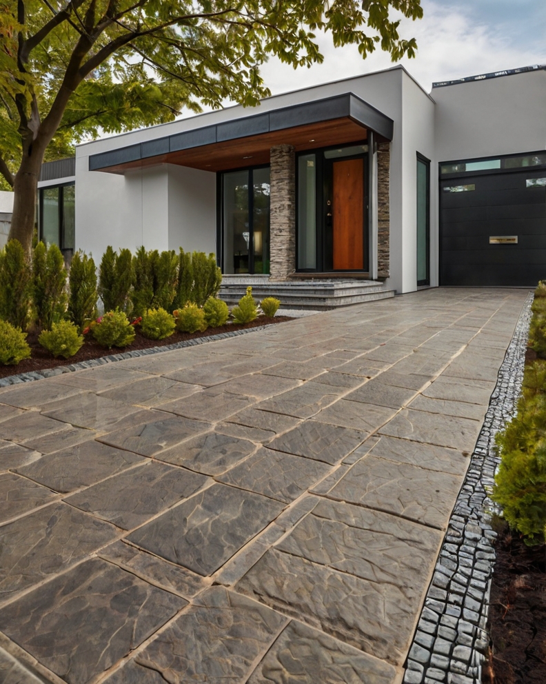 Stock Photography modern house with Permeable Driveway Paving 0 (6)