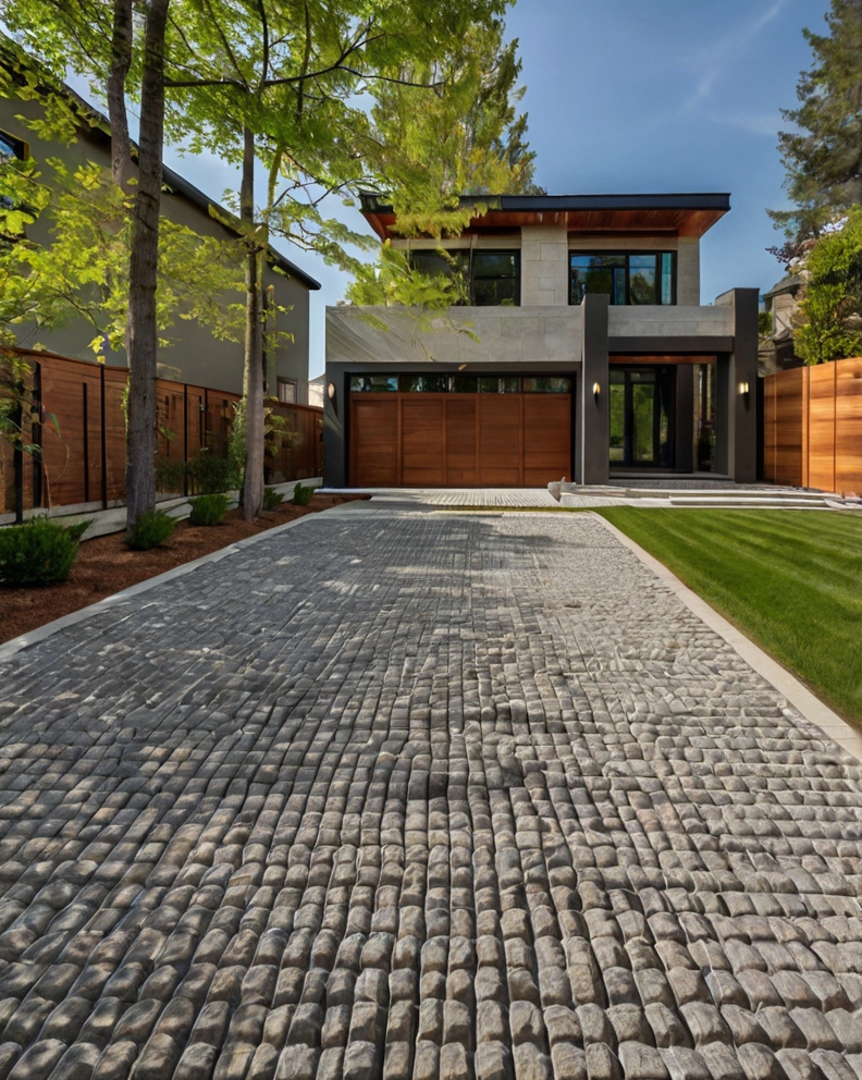 Stock Photography modern house with Permeable Driveway Paving 0 (7)