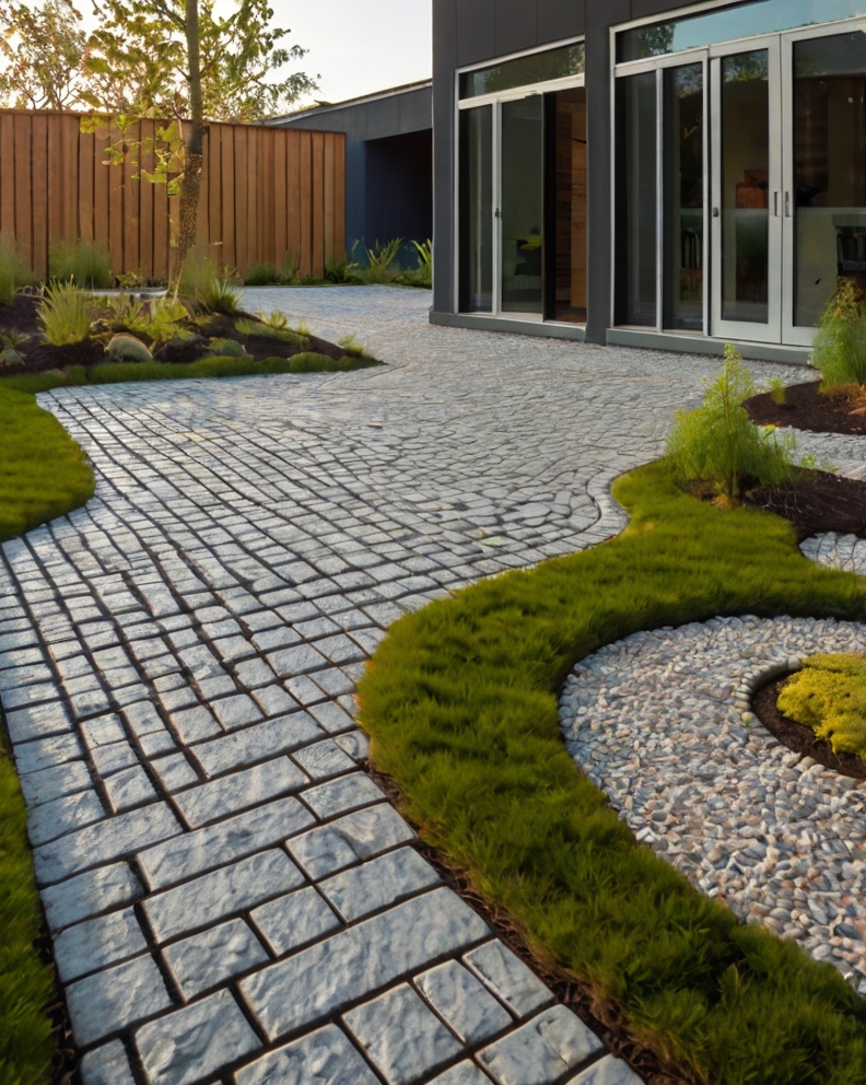 Stock Photography modern house with Permeable Driveway Paving 1 (5)