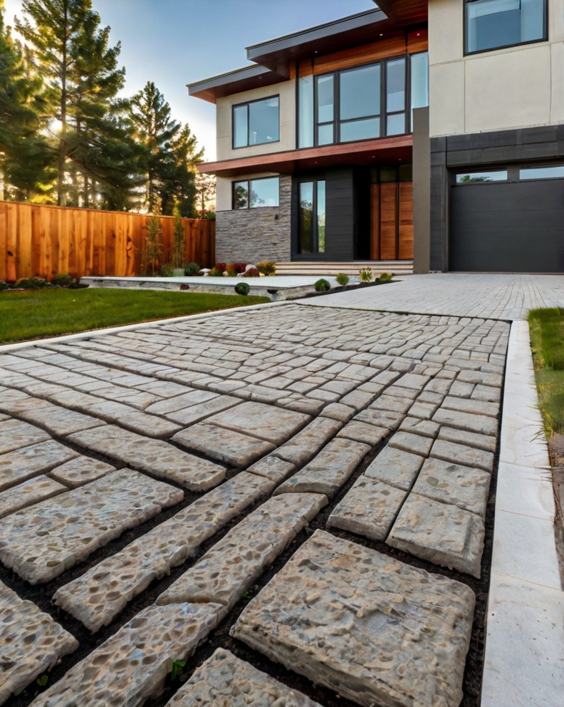 Stock Photography modern house with Permeable Driveway Paving 1 (7)