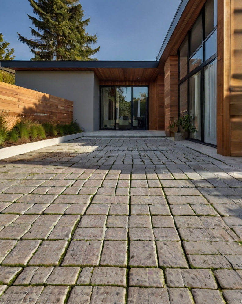 Stock Photography modern house with Permeable Driveway Paving 2 (2)