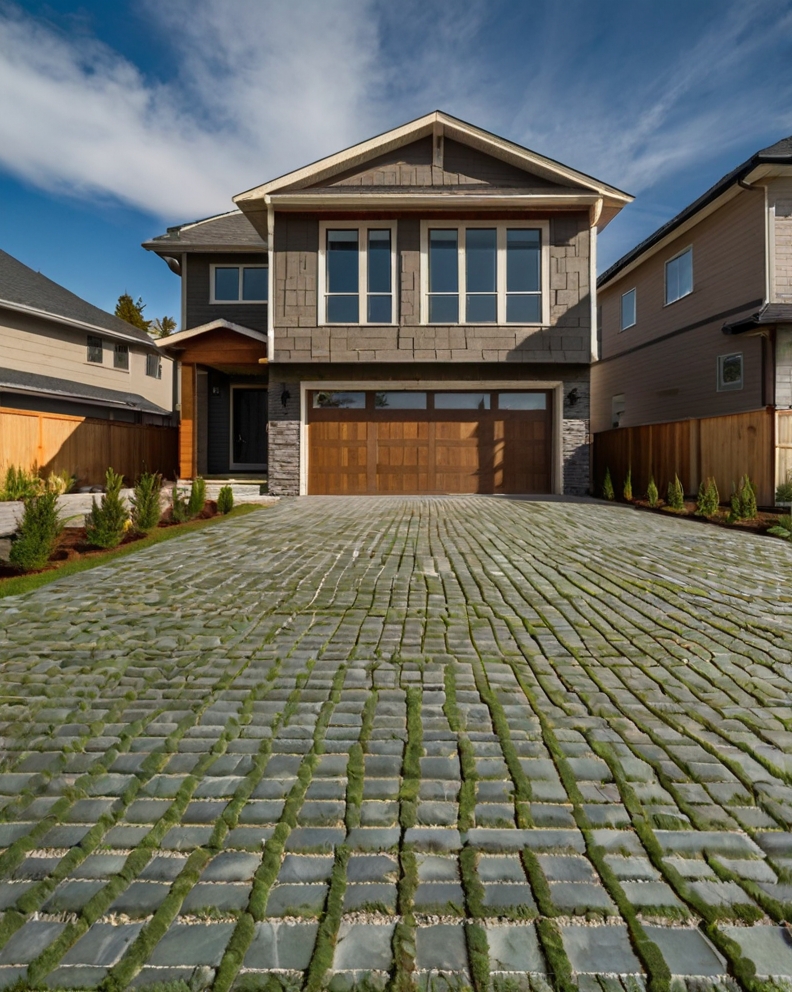 Stock Photography modern house with Permeable Driveway Paving 2 (5)