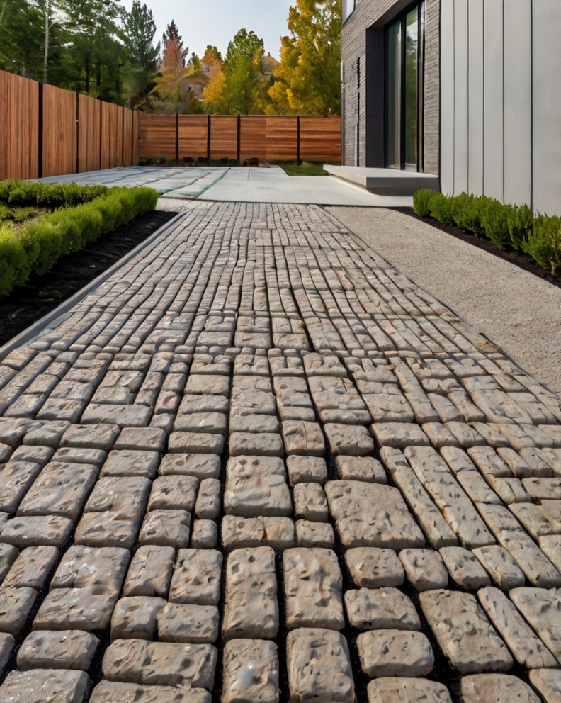 Stock Photography modern house with Permeable Driveway Paving 2 (7)