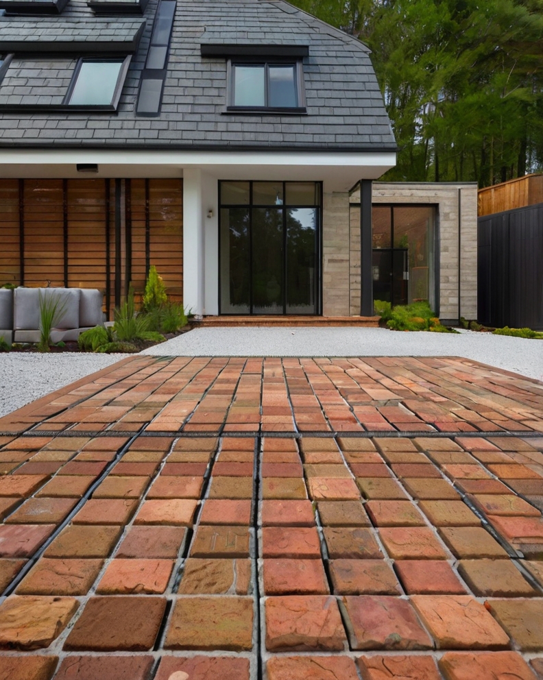 Stock Photography modern house with Permeable Driveway Paving 3 (1)