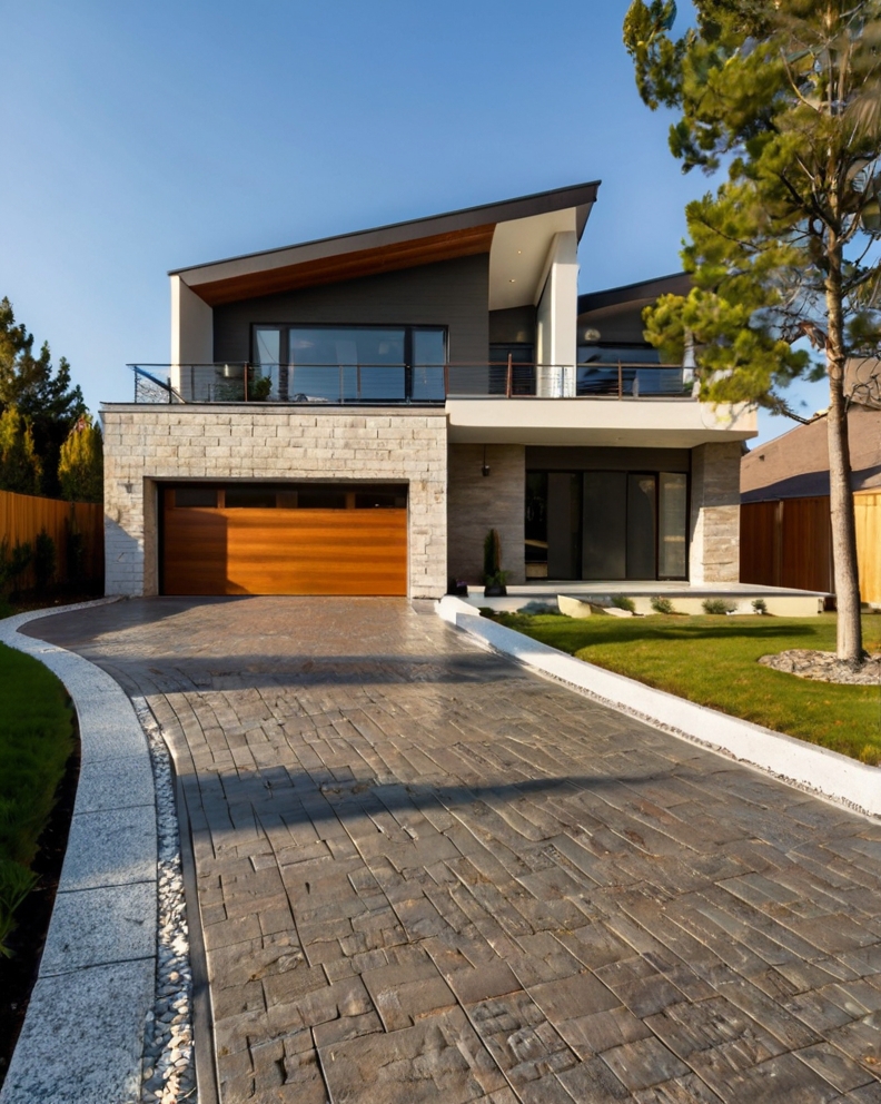 Stock Photography modern house with Permeable Driveway Paving 3 (6)