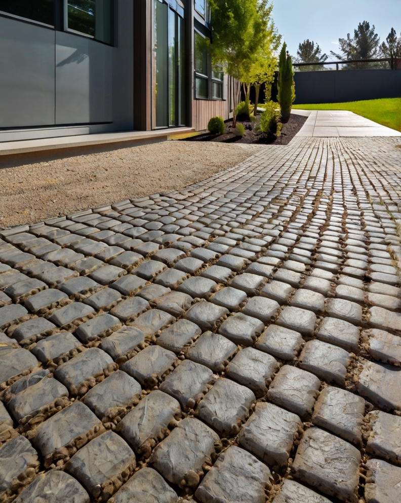 Stock Photography modern house with Permeable Driveway Paving 3 (7)