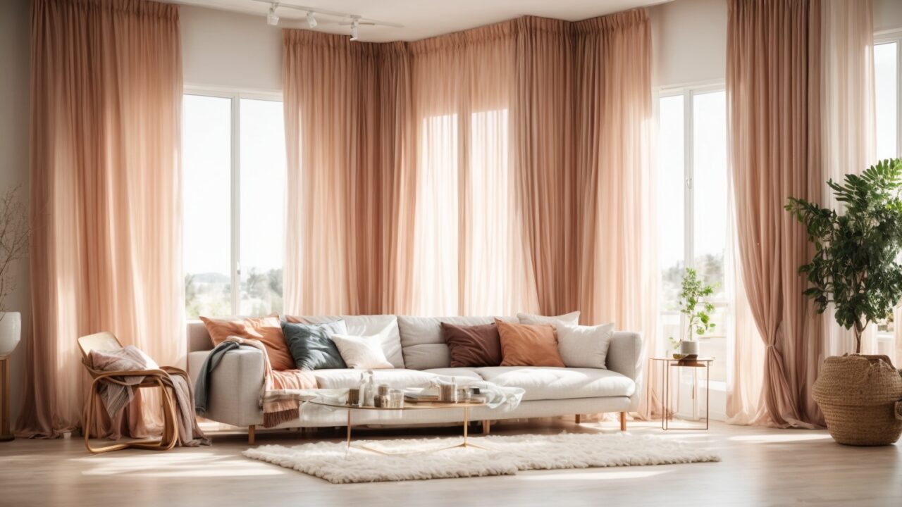 Default Curtains for minimalist soft bright Living Room with d 2