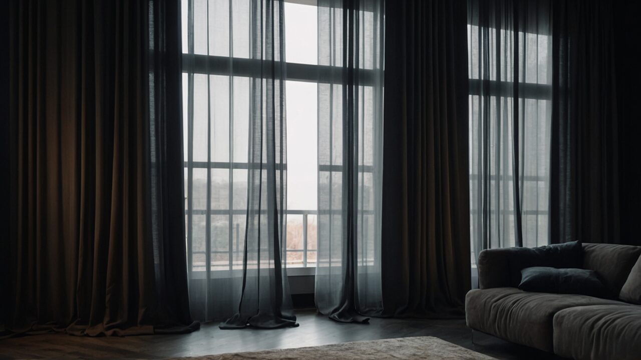 Default Curtains for minimalist soft dark Living Room with det 1