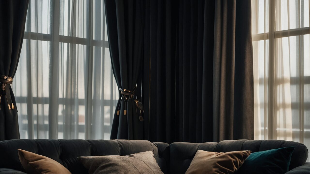 Default Curtains for minimalist soft dark Living Room with det 2