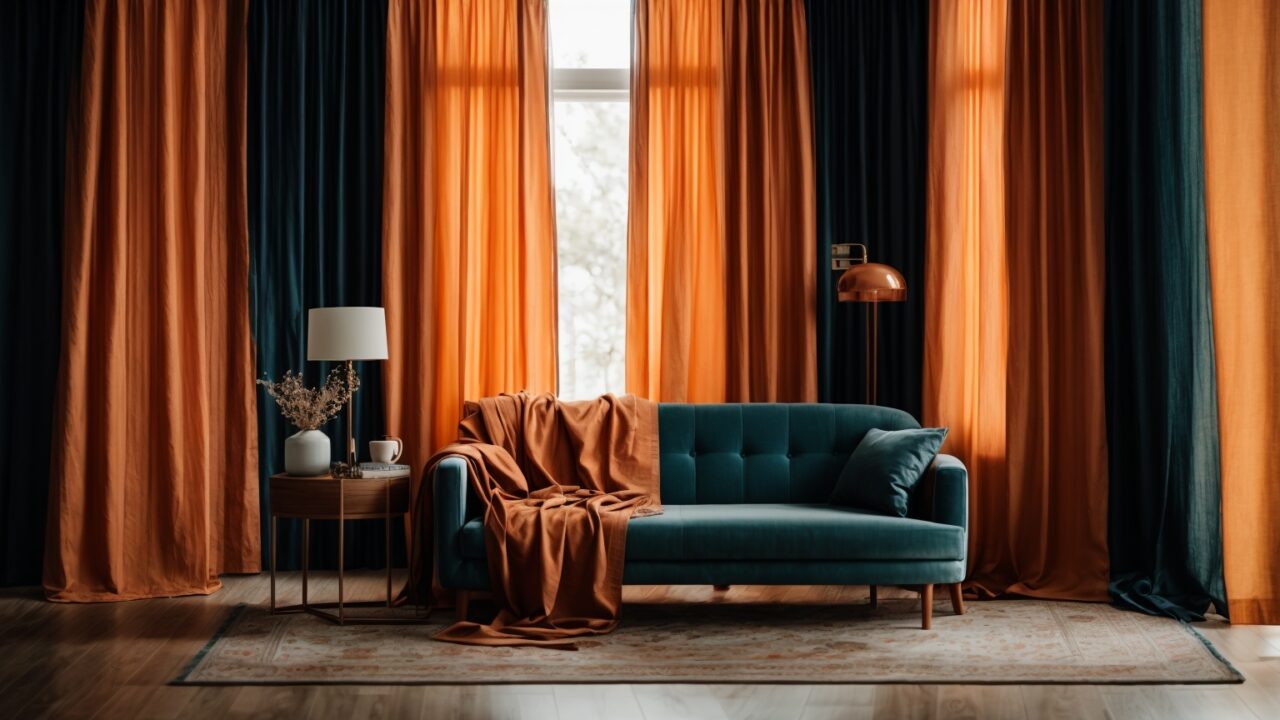 Default Curtains for minimalist soft orange blue and dark Livi 0