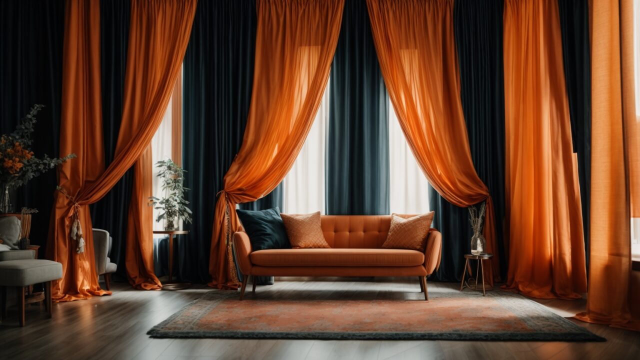Default Curtains for minimalist soft orange blue and dark Livi 2