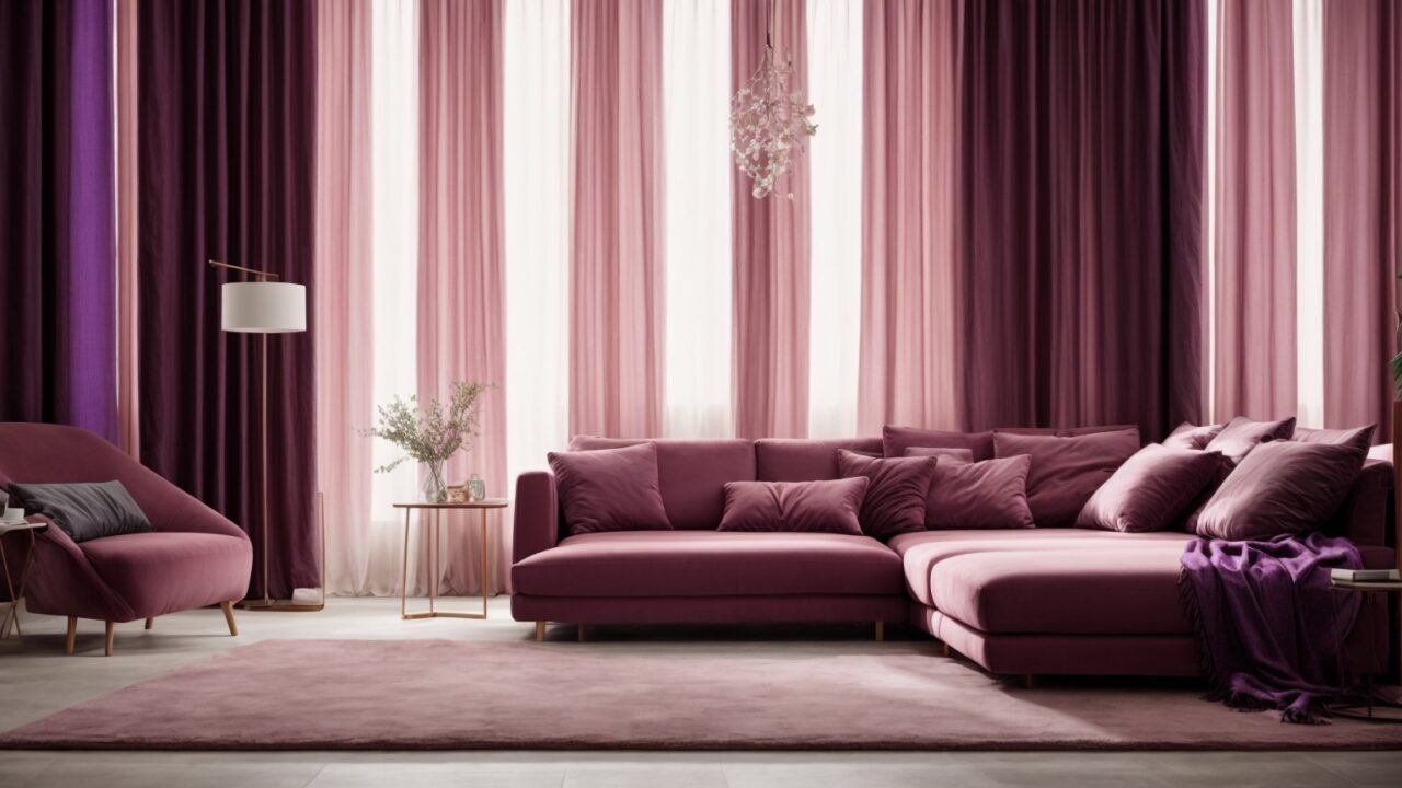 Default Curtains for minimalist soft purple Living Room with d 0