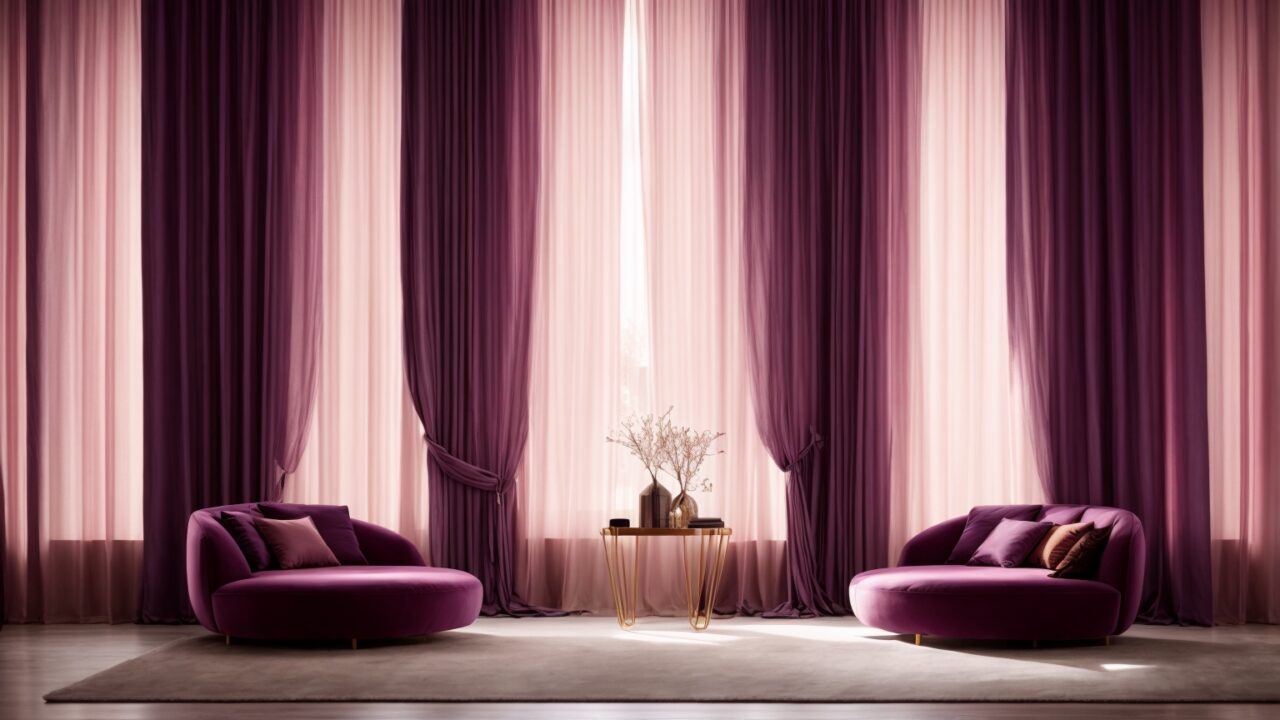 Default Curtains for minimalist soft purple Living Room with d 1