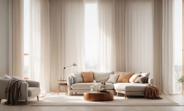 Default Curtains for minimalist soft white Living Room with de 2