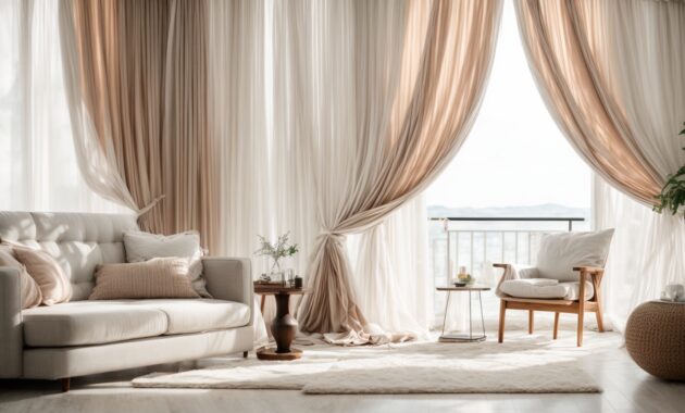 Default Curtains for minimalist soft white Living Room with de 3