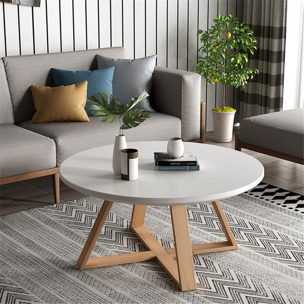 CODOMI Coffee Side Table Nordic Style Solid Wood Round Side Table Modern Contemporary Pedestal Side End Table Coffee Table 1
