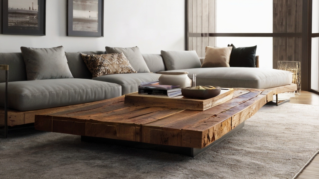 Default Barnwood rustic coffee table in the wide angle modern 2