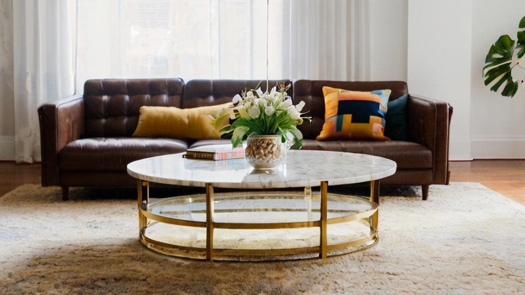 Default Brass Mid Century Coffee Table Wide Angle living room 1