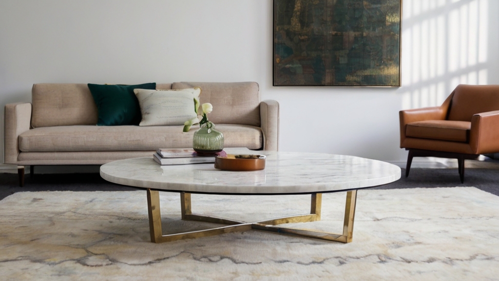 Default Marble Mid Century Coffee Table Wide Angle living room 0