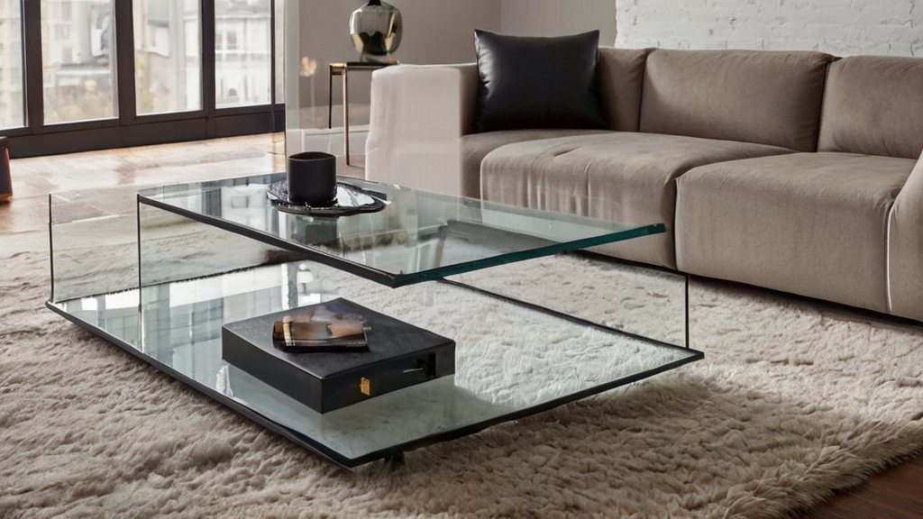 Default Minimalist Glass top industrial coffee table Cozy Livi 0