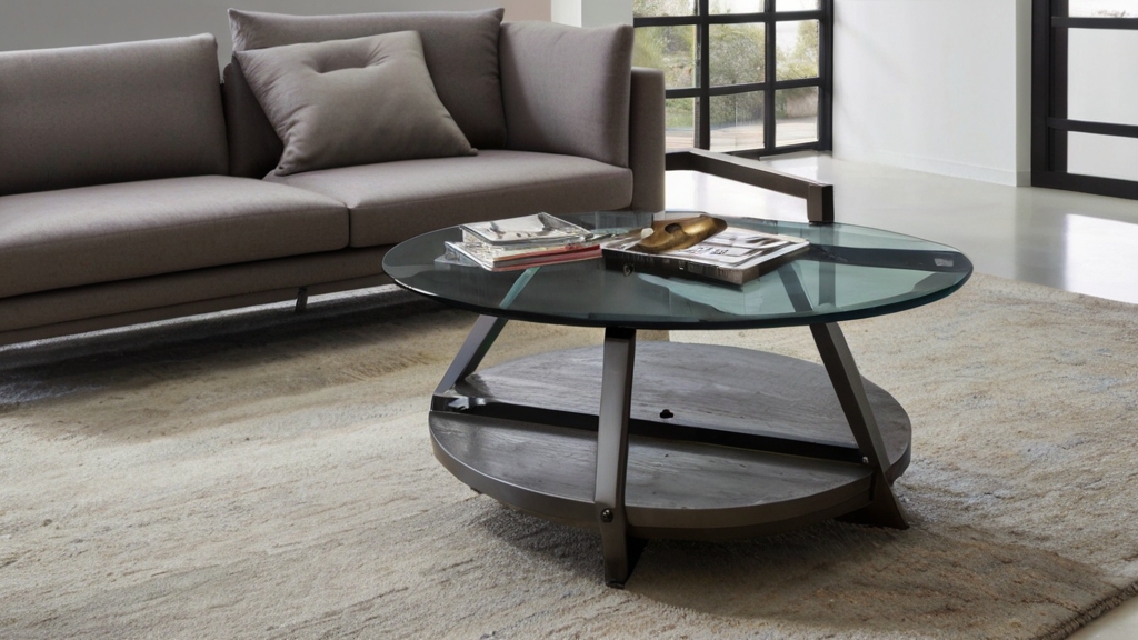 Default Minimalist Glass top industrial coffee table Cozy Livi 3