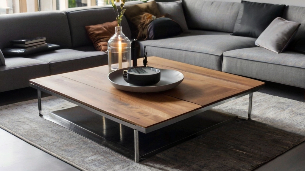 Default Minimalist Metal and wood Industrial coffee table Cozy 0