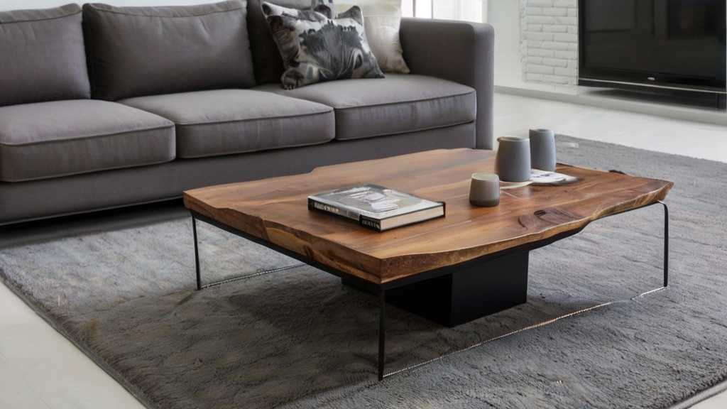 Default Minimalist Metal and wood Industrial coffee table Cozy 2