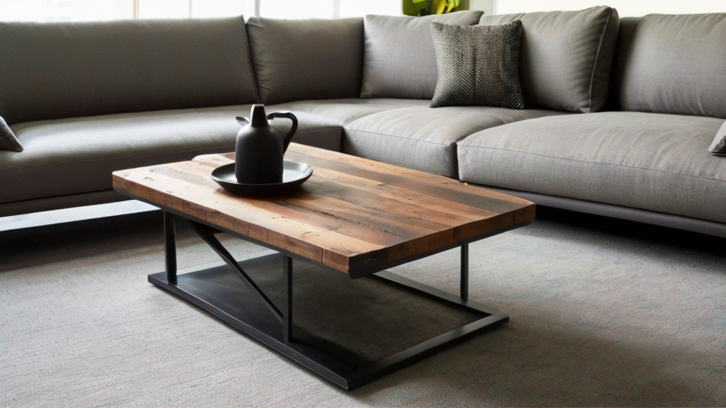 Default Minimalist Metal and wood Industrial coffee table Cozy 3