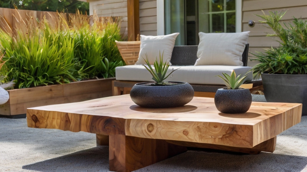Default Outdoor live edge Coffee Table with beautiful minimali 2