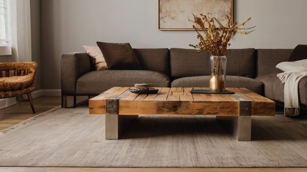 Default Reclaimed wood coffee table in warmth and natural wide 3