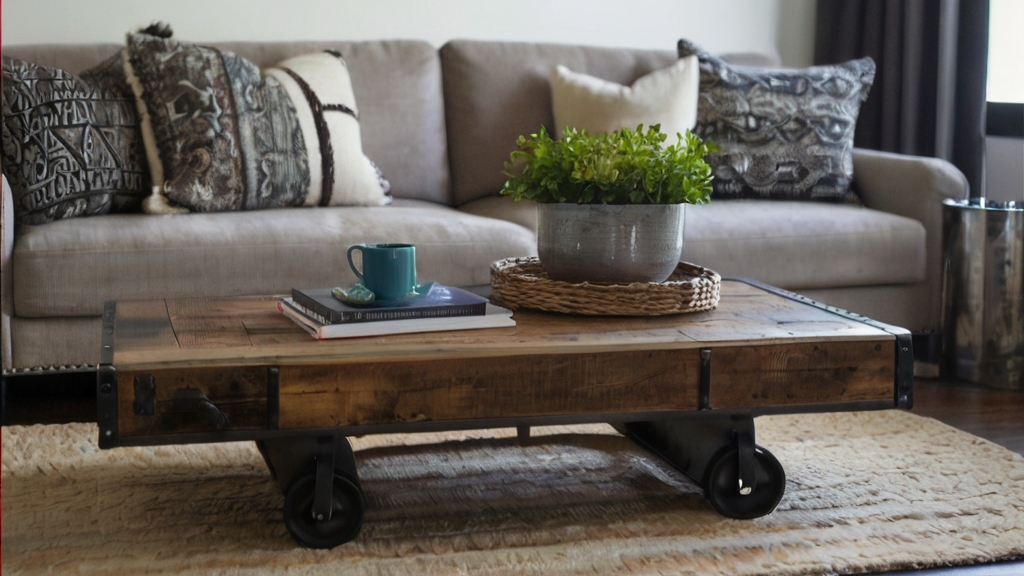 Default Rustic industrial Coffee Table metal with reclaimed wo 2