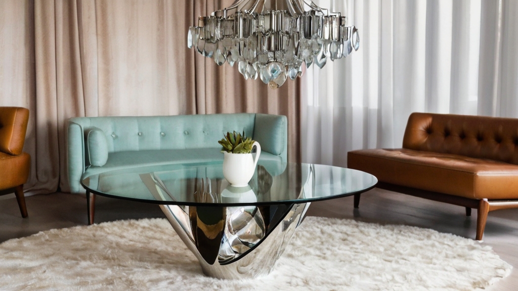Default Stunning MidCentury Coffee Table with glass and chrome 0