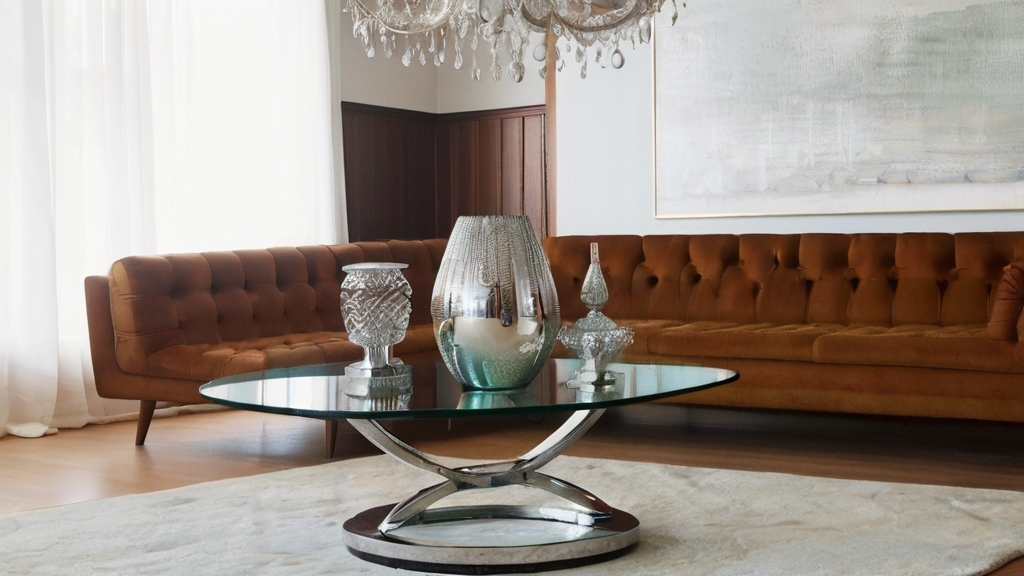 Default Stunning MidCentury Coffee Table with glass and chrome 1 1