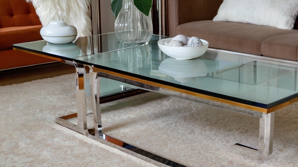 Default Stunning MidCentury Coffee Table with glass and chrome 1 2