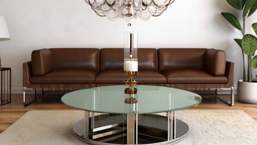 Default Stunning MidCentury Coffee Table with glass and chrome 2