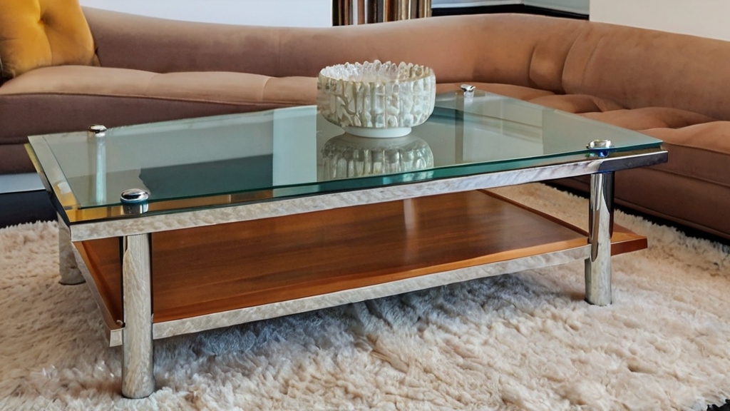 Default Stunning MidCentury Coffee Table with glass and chrome 3 2