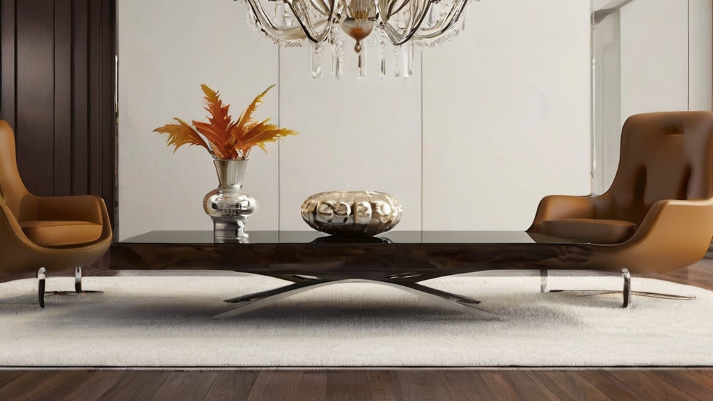 Default Stunning MidCentury Coffee Table with glass and chrome 3