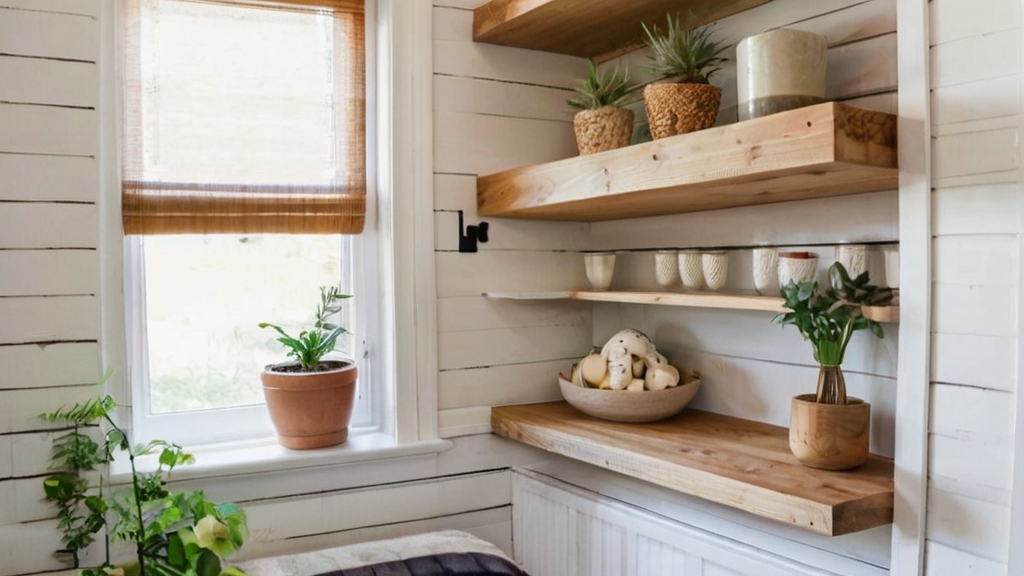 Default Tiny House Interior with floating shelves Ditch bulky 1 1