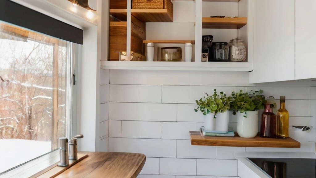 Default Tiny House Interior with floating shelves Ditch bulky 3 1